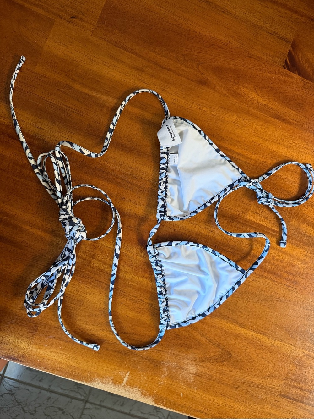 Burberry Triangle Bikini Top in Blue & White - Picture 3 of 5